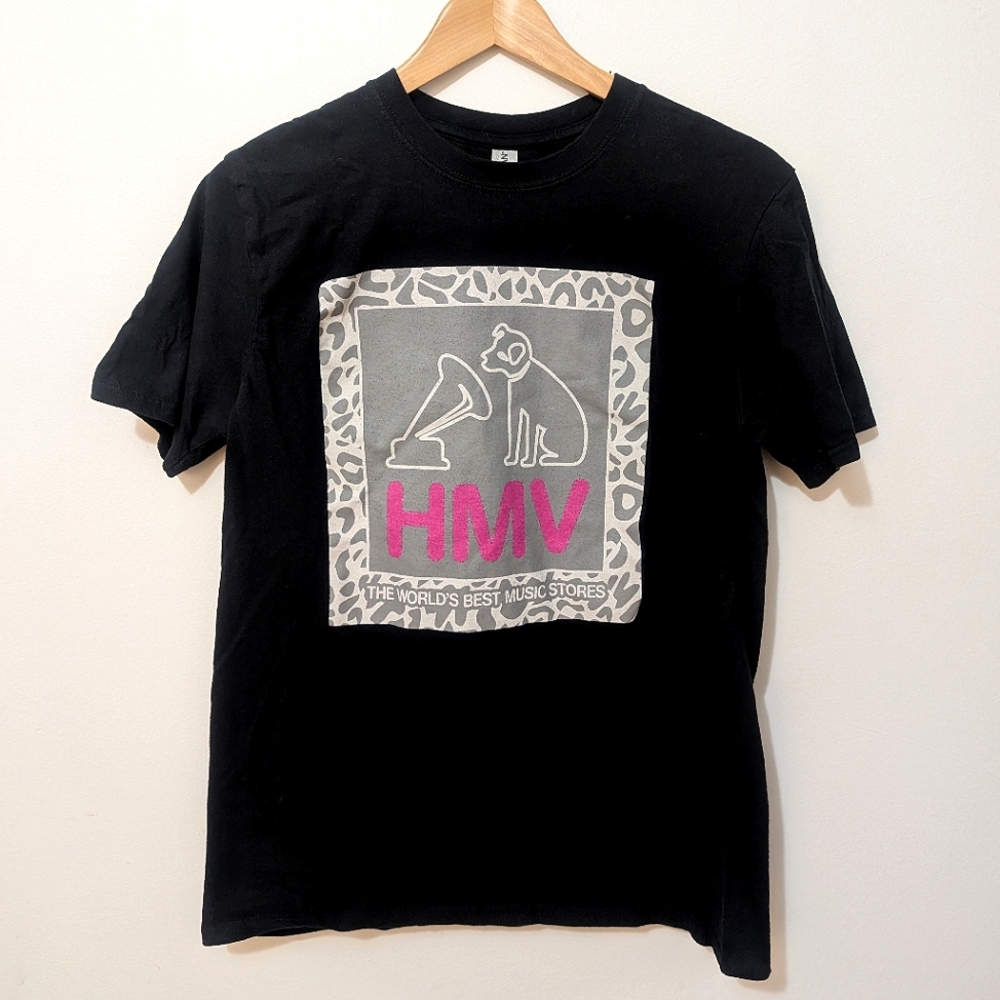 HMV Merch Logo with Dog and Gramophone - Black T-Shirt (Size M)